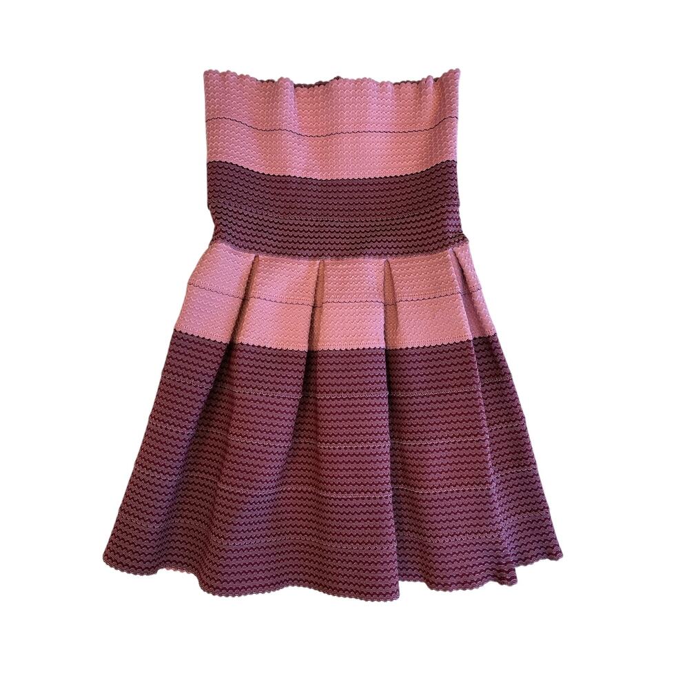 Pleasure Doing Business Strapless Bandage Fit & Flare Dress Pink Purple Sz M